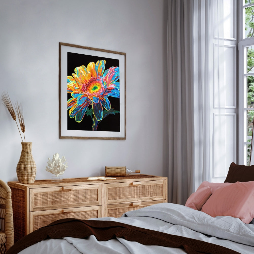 Diamond Dotz Flock Canvas 35x46cm Kit - Neon Gerbera