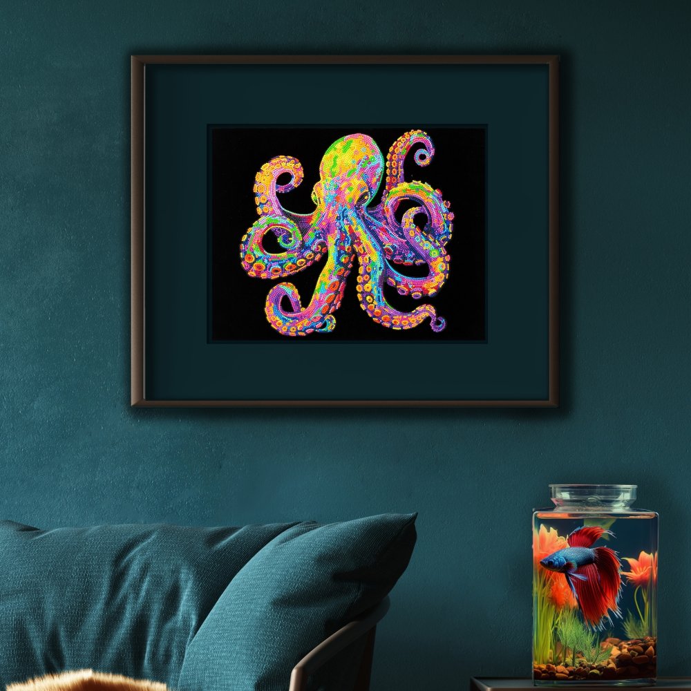 Diamond Dotz Flock Canvas 35x46cm Kit - Neon Octopus