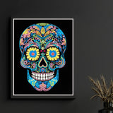 Diamond Dotz Flock Canvas 35x46cm - Neon Sugar Skull