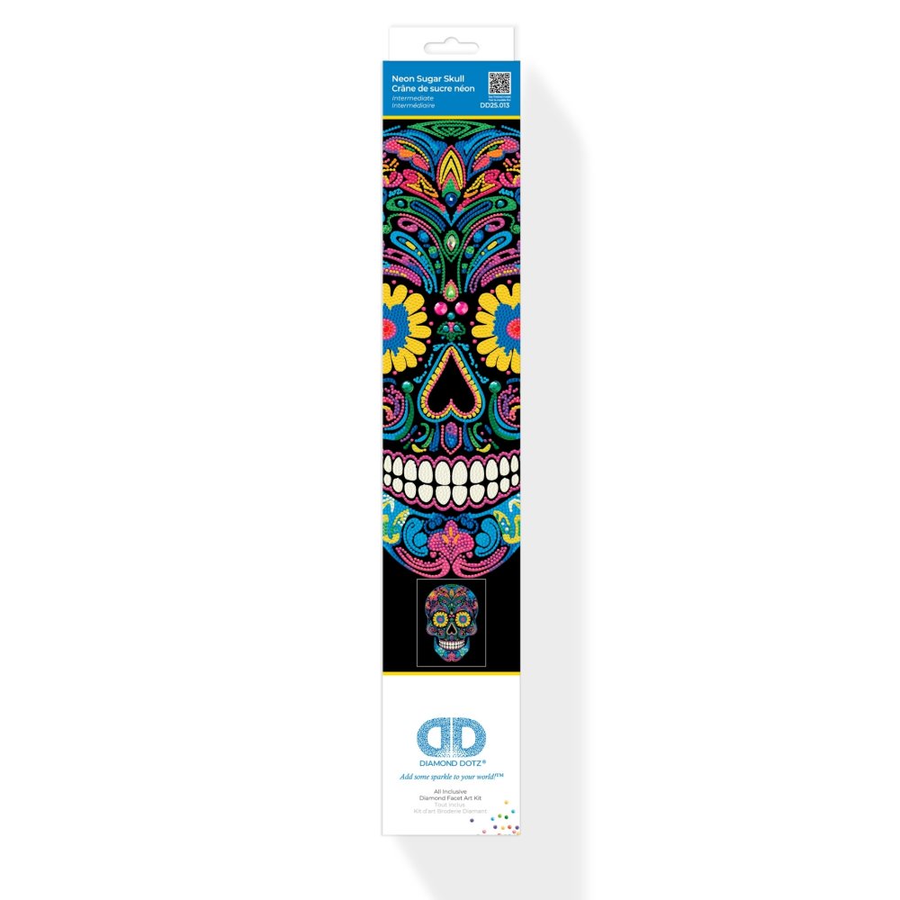 Diamond Dotz Flock Canvas 35x46cm - Neon Sugar Skull