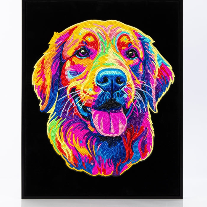 Diamond Dotz Flock Canvas 35x46cm Kit - Neon Golden Retriever