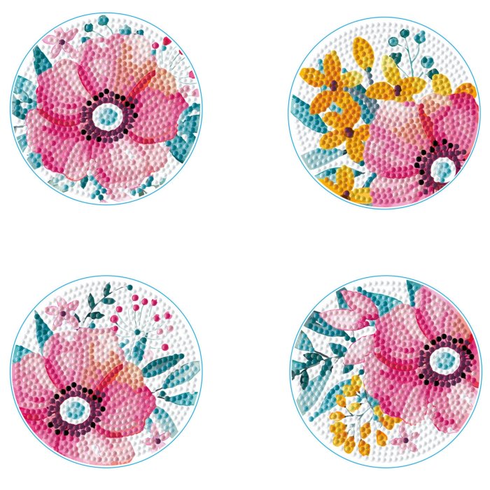 Diamond Dotz Coaster 10x10cm Kit - Modern Florals (4 Pack)