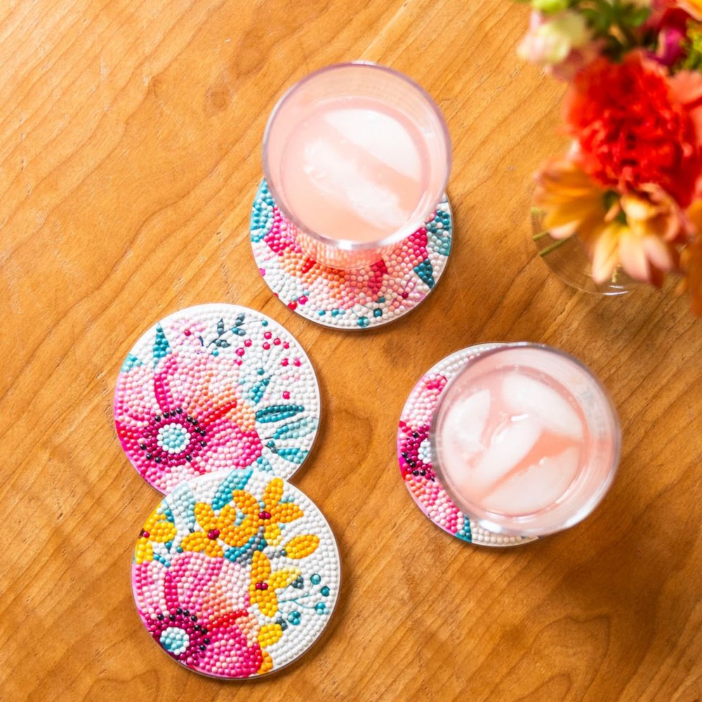 Diamond Dotz Coaster 10x10cm Kit - Modern Florals (4 Pack)