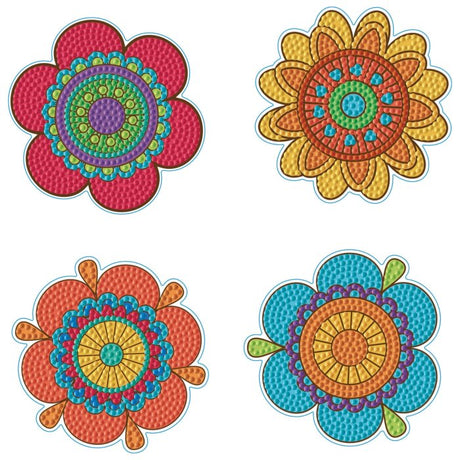 Diamond Dotz Coaster 10x10cm Kit - Hippy Brights (4 Pack)