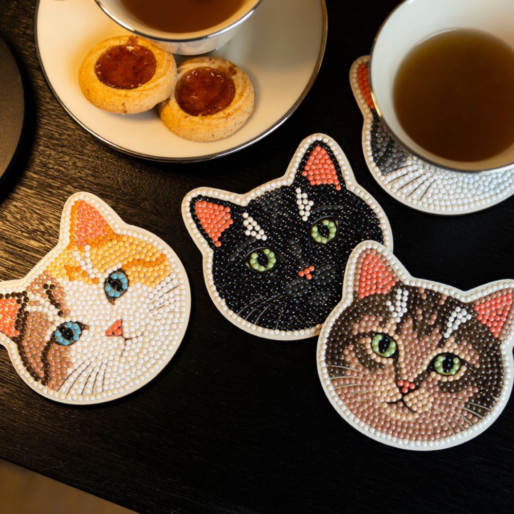 Diamond Dotz Coasters 10x10cm - Cats (4 Pack)