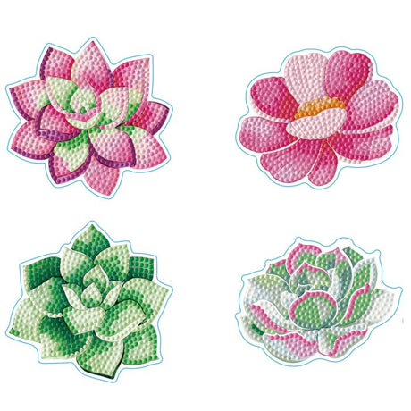 Diamond Dotz Coaster 10x10cm Kit - Succulents (4 Pack)
