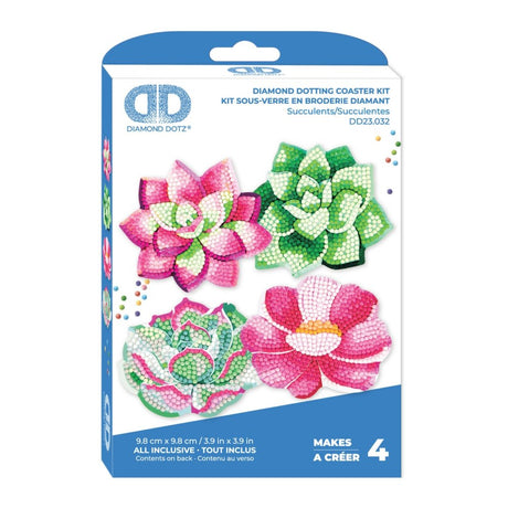Diamond Dotz Coaster 10x10cm Kit - Succulents (4 Pack)