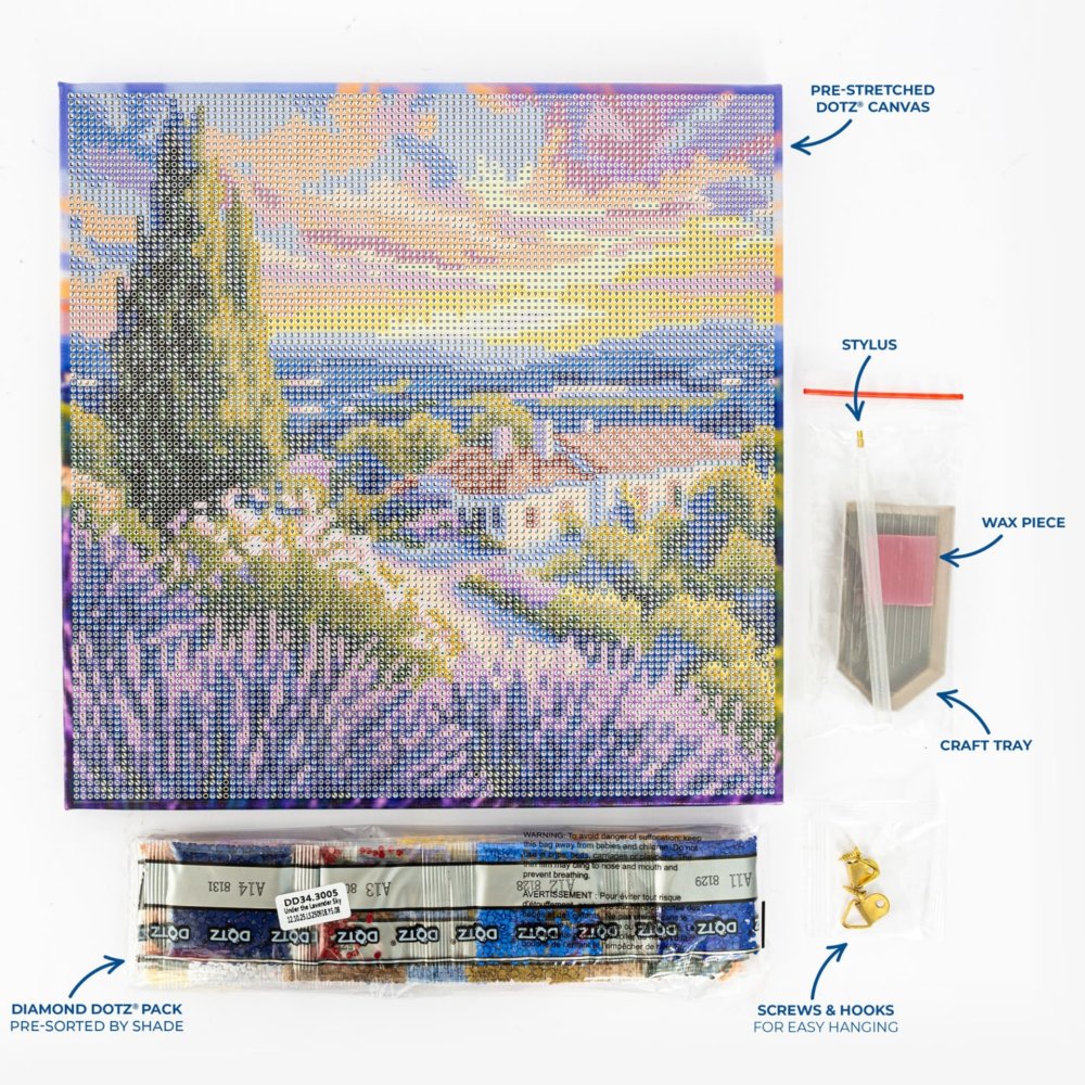 Diamond Dotz Stretched Canvas 30x30cm Kit - Lavender Sky