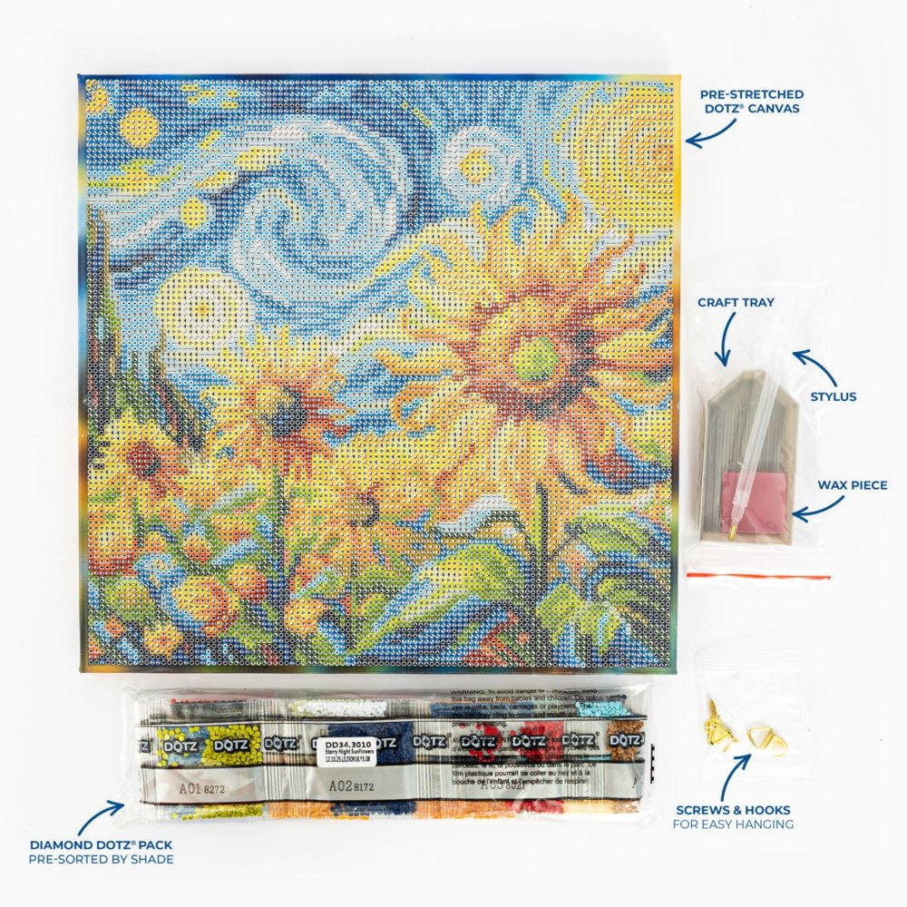 Diamond Dotz Stretched Canvas 30x30cm Kit - Sunflowers