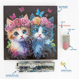 Diamond Dotz Stretch Canvas 30x30cm - Floral Kitten