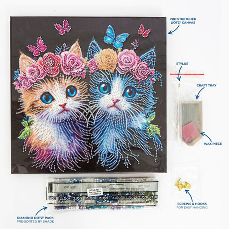 Diamond Dotz Stretch Canvas 30x30cm - Floral Kitten