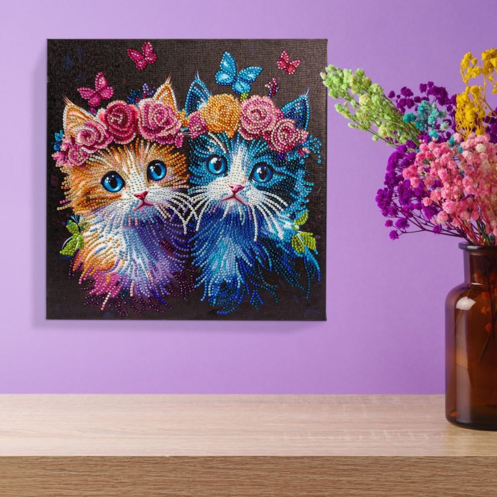 Diamond Dotz Stretch Canvas 30x30cm - Floral Kitten