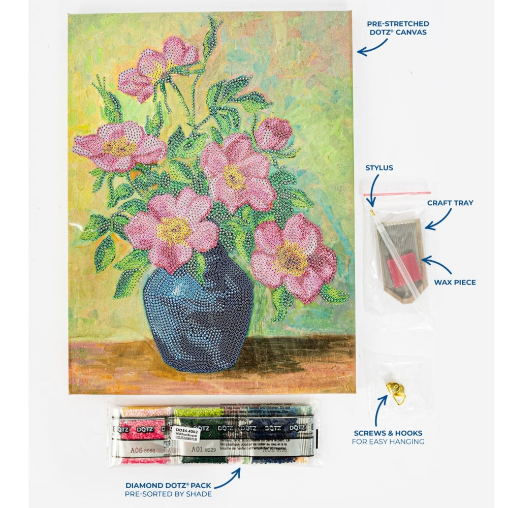 Diamond Dotz Stretched Canvas 30x40cm Kit - Rose Bouquet