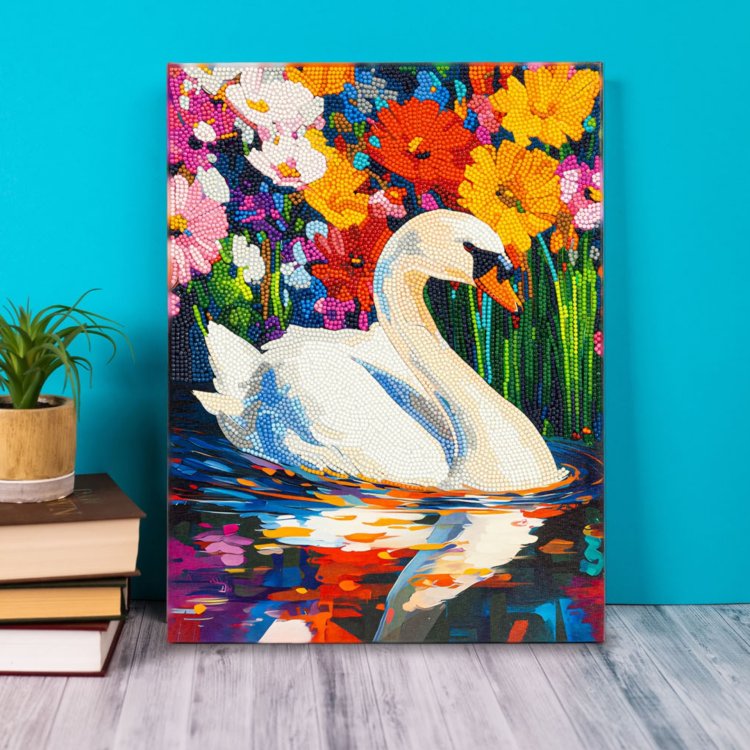 Diamond Dotz Stretched Canvas 30x40cm Kit - Swan Lake