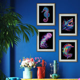 Diamond Dotz Dotzies Neon Flock 20x25cm - Sea Life (4 Pack)