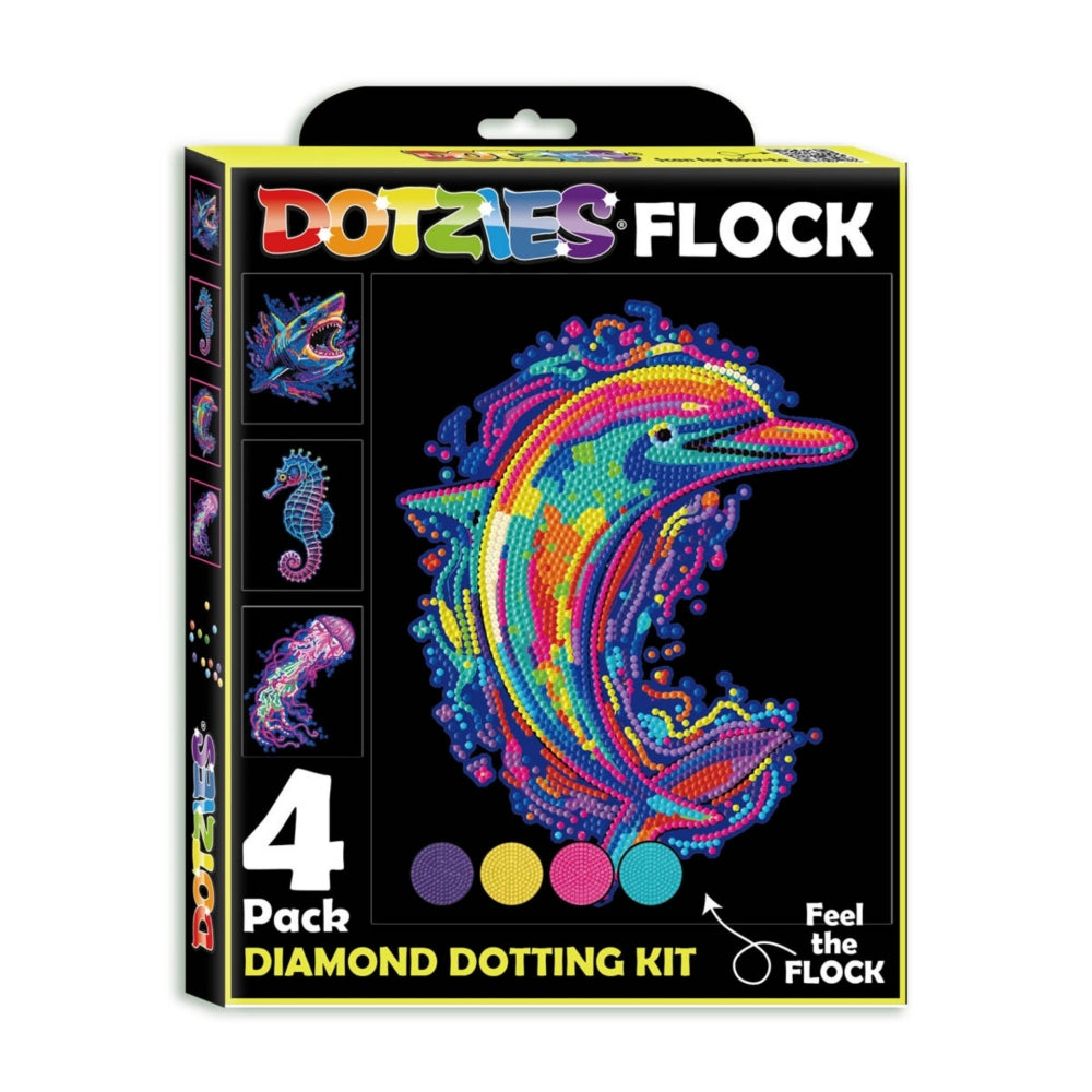 Diamond Dotz Dotzies Neon Flock 20x25cm - Sea Life (4 Pack)