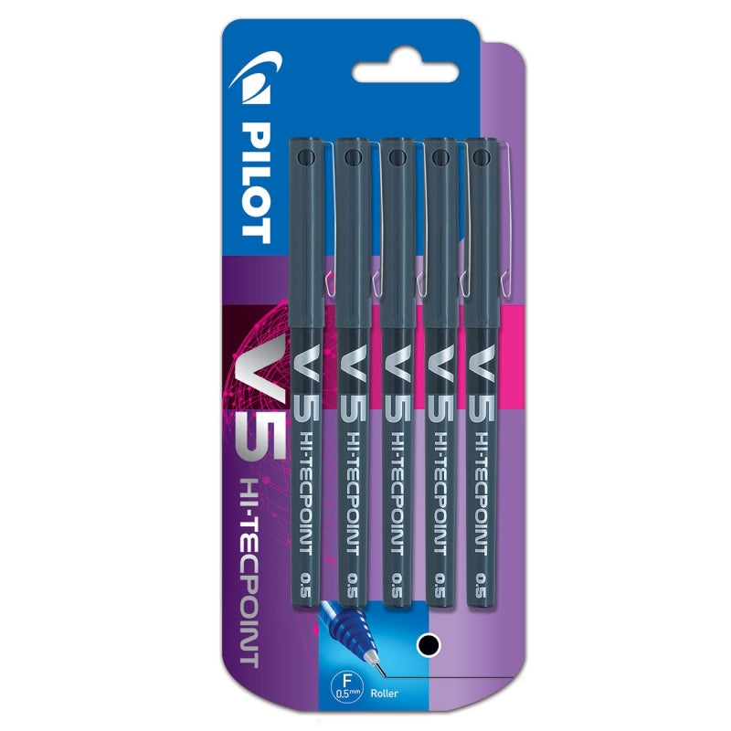 Pilot V5 Hi-Tecpoint Rollerball Pens - Black