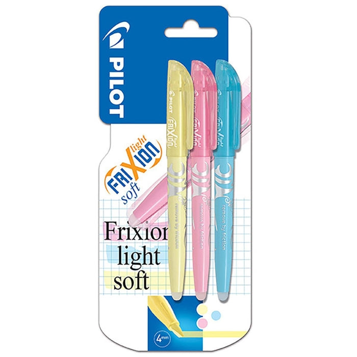 Pilot Frixion Light Soft Erasable Highlighters - Yellow Pink Blue (3 Pack)