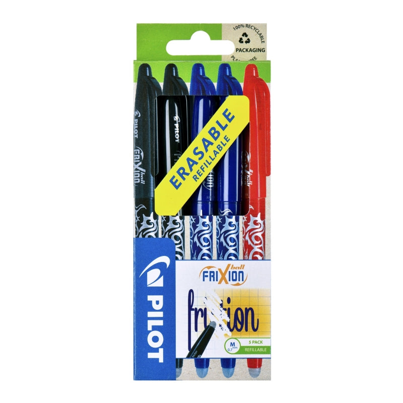 Pilot Frixion Ball Erasable Pens - Assorted Colours (5 Pack)