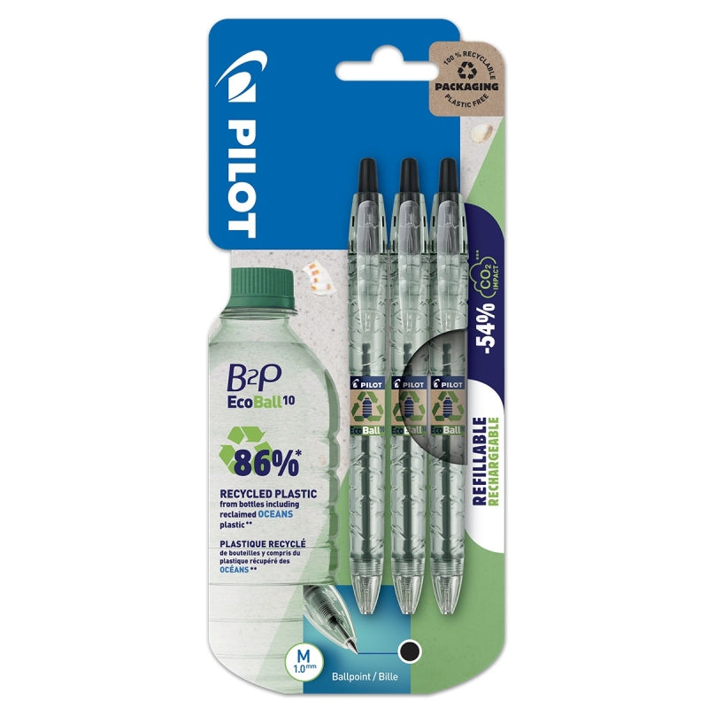 Pilot B2P EcoBall Ballpoint Pen - Black (Set of 3)