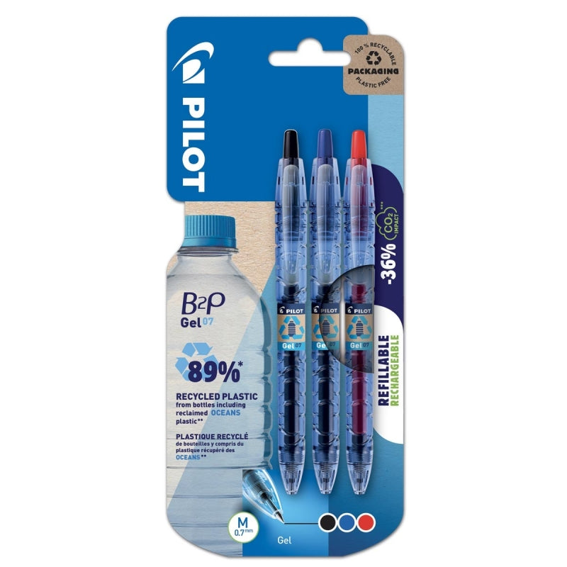Pilot B2P Gel Rollerball Pens - Assorted Colours (Set of 3)