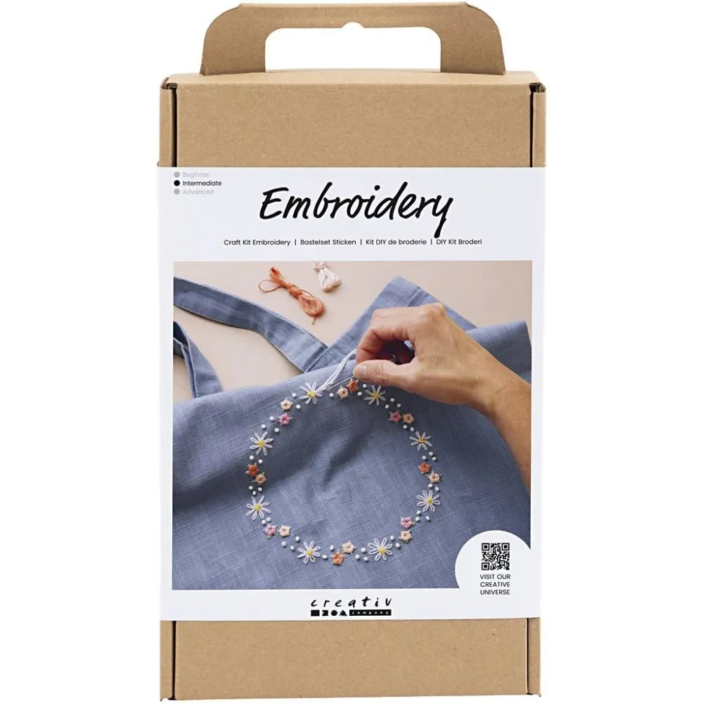 Craft Kit Embroidery Tote Bag Pigeon Blue
