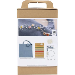 Craft Kit Embroidery Tote Bag Pigeon Blue