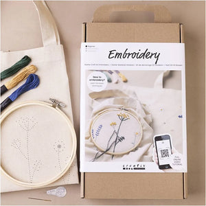 Starter Craft Kit Embroidery Flowers Tote Bags & Ring