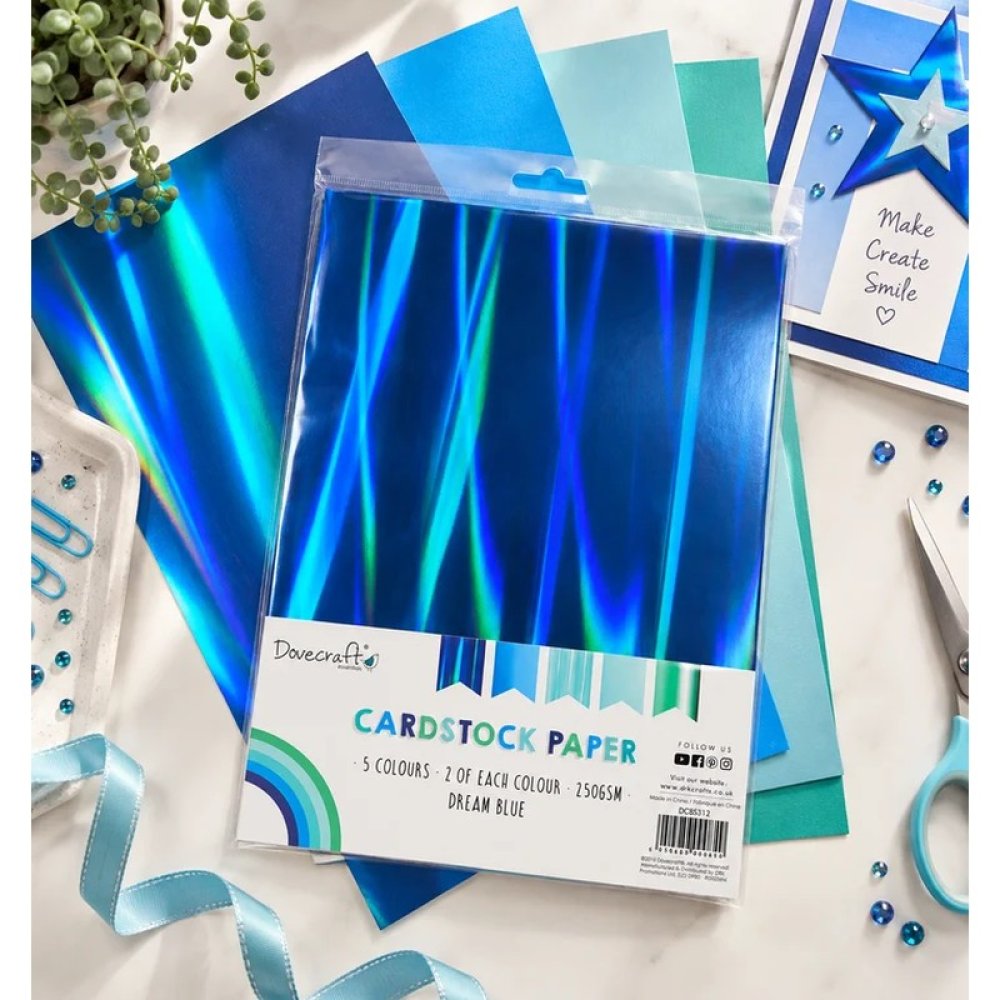 DoveCraft A4 Metallic Card - Dream Blue (10 Pack)
