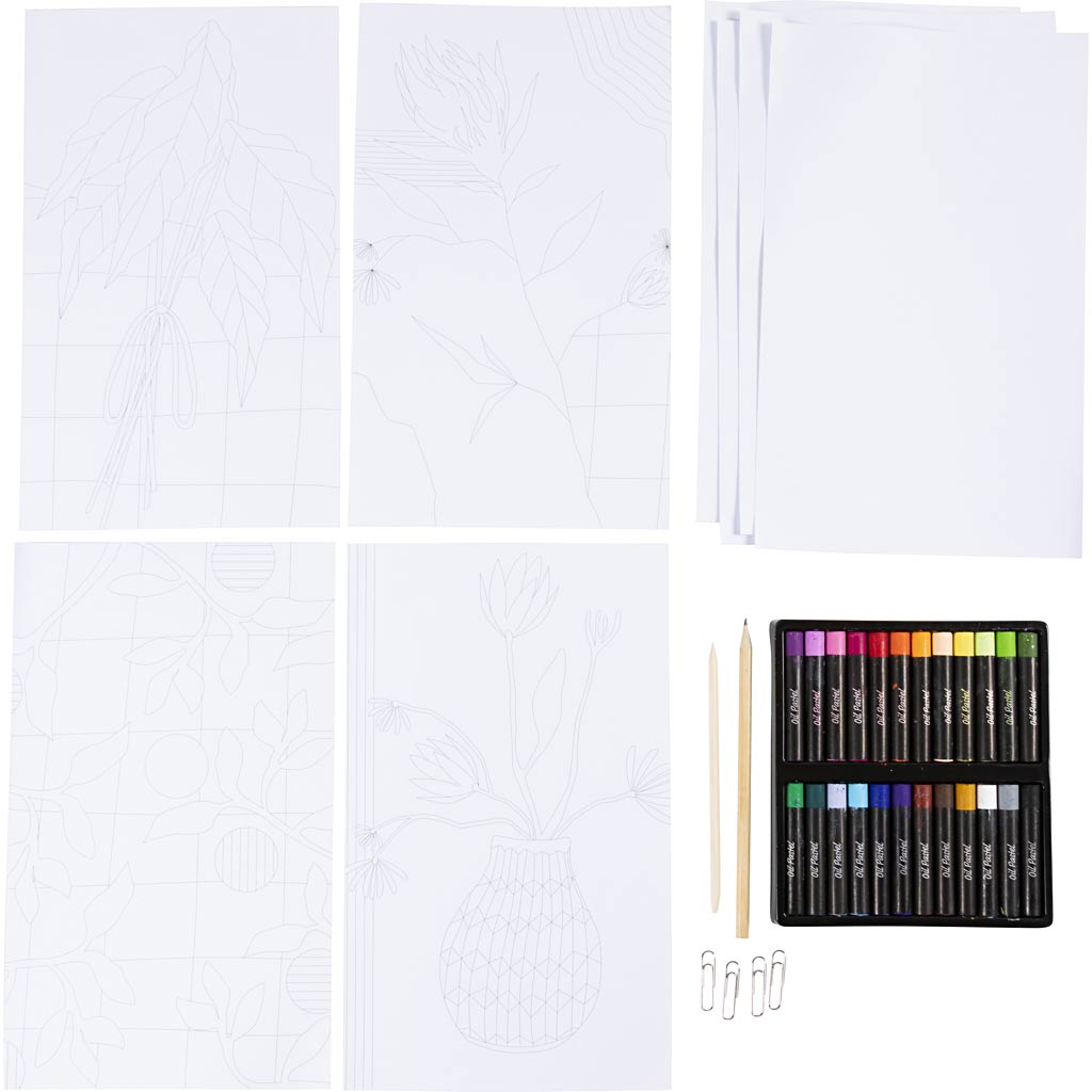 Craft Kit Oil Pastels - Flowers