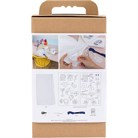 Cardboard packaging with images of a craft kit on a white background