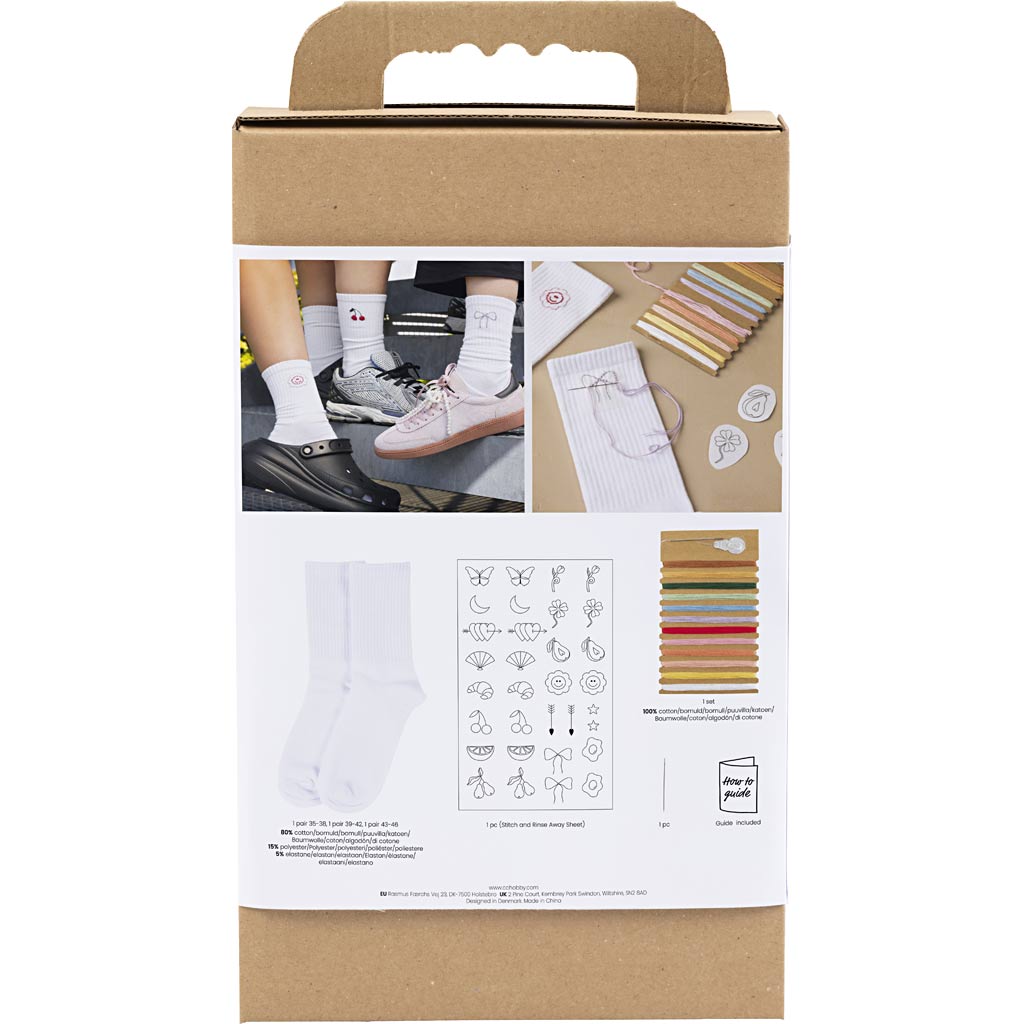 Craft Kit Embroidery - Socks White
