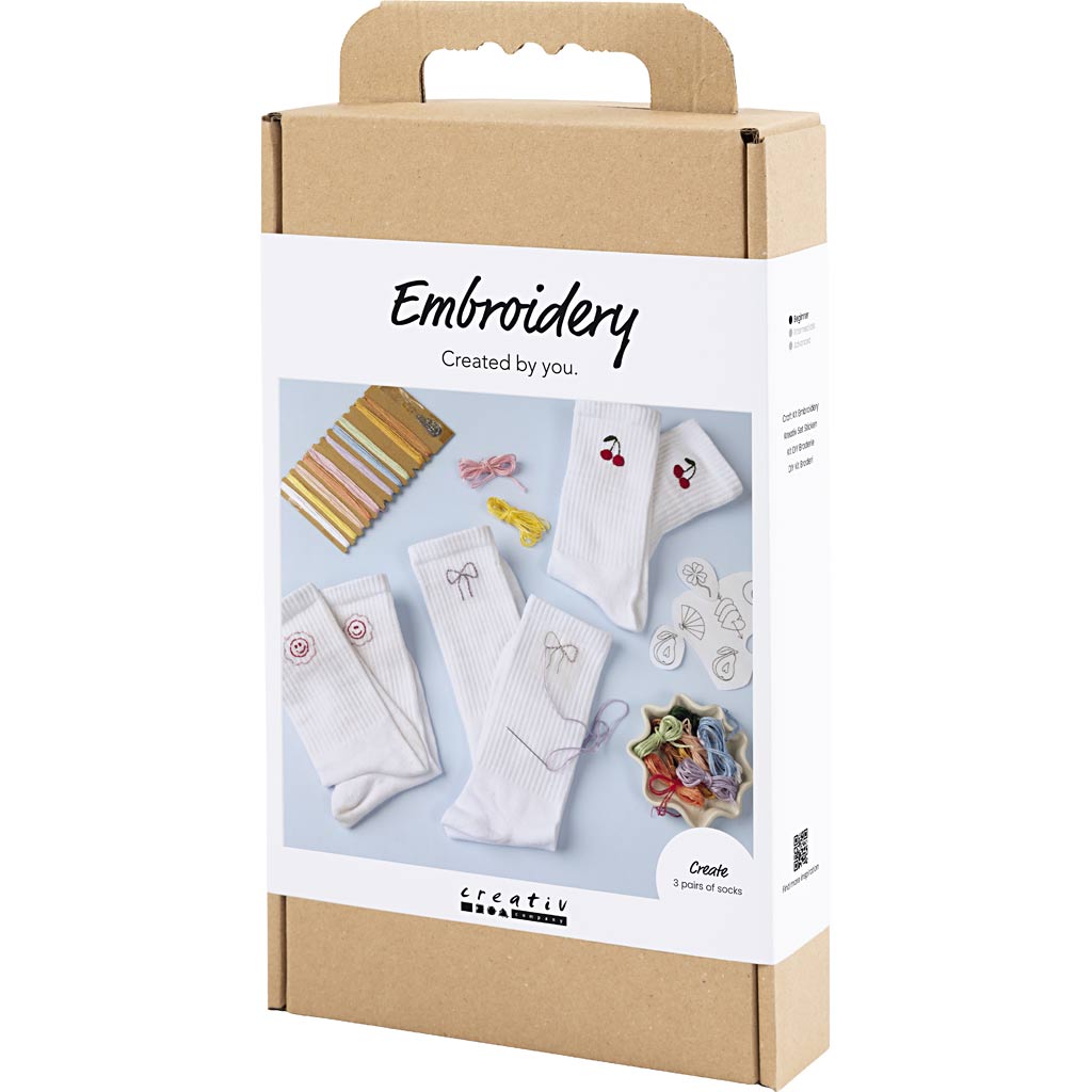 Craft Kit Embroidery - Socks White