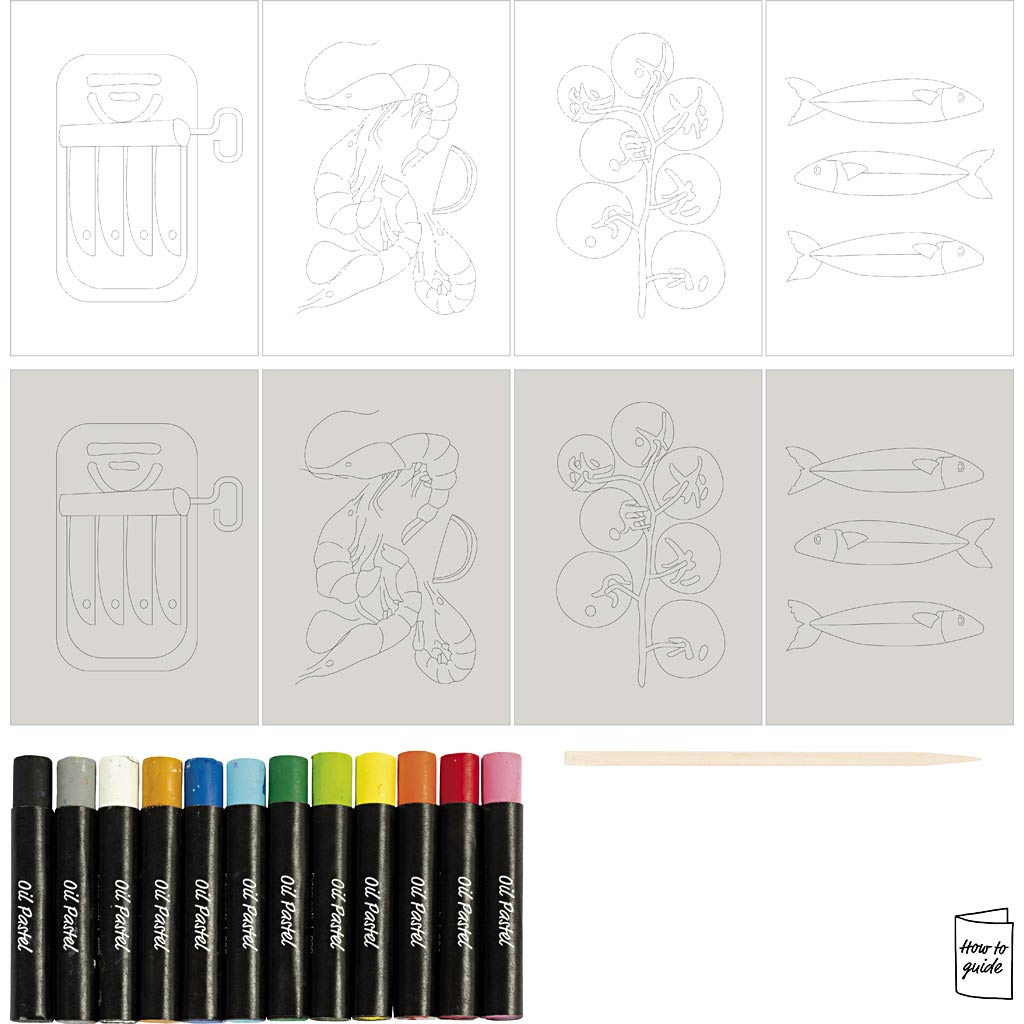 Mini Craft Kit - Oil Pastels Fish & Shellfish
