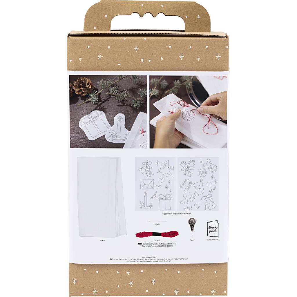 Craft Kit Embroidery - Christmas Napkins Red
