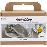 Mini Craft Kit Embroidery Napkin Dusty Green