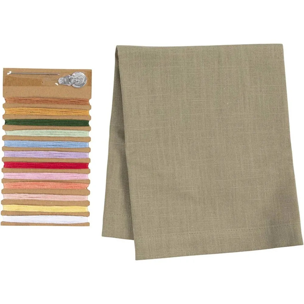 Mini Craft Kit Embroidery Napkin Dusty Green