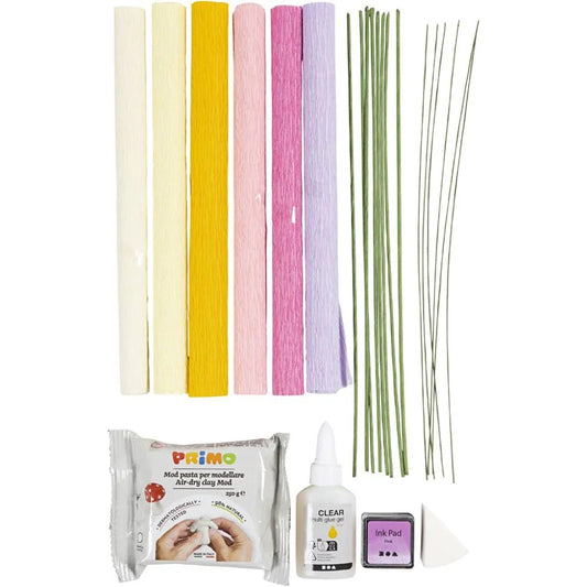 Craft Kit Crepe Paper Flowers Pastel Colours