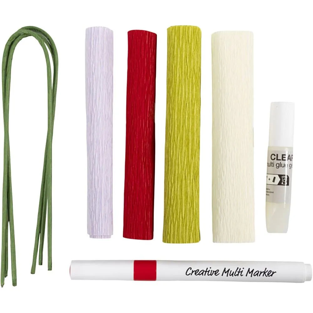 Mini Craft Kit Crepe Paper - Pastel Colour Flowers