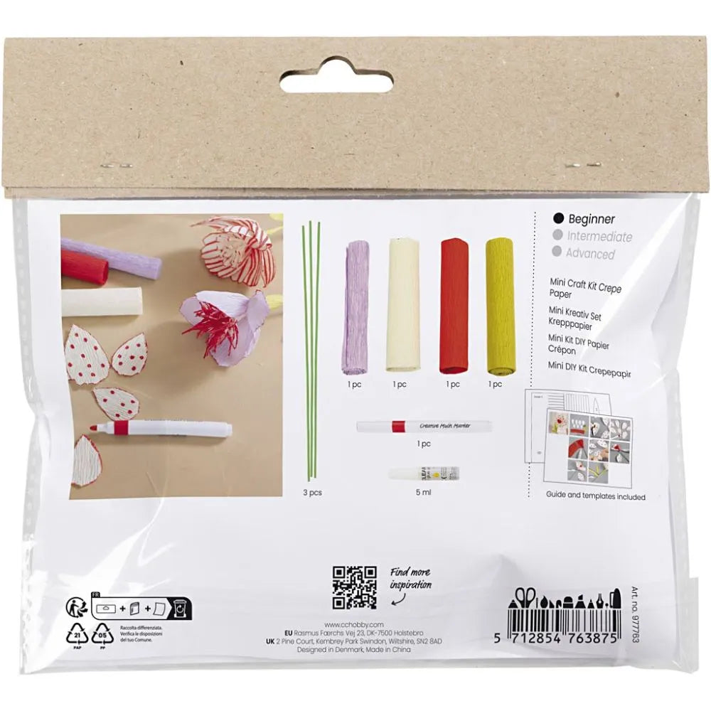 Mini Craft Kit Crepe Paper - Pastel Colour Flowers