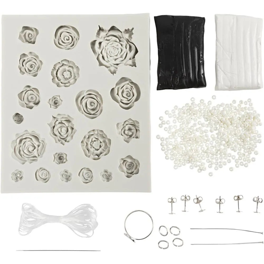Mini Craft Kit Jewellery - Black & White Roses
