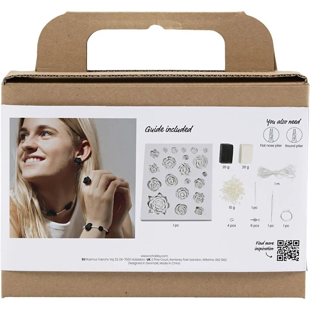 Mini Craft Kit Jewellery - Black & White Roses