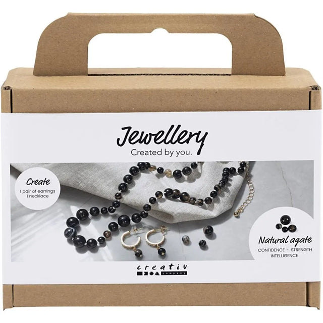 Mini Craft Kit Jeweller - Agate Black Necklace & Earrings