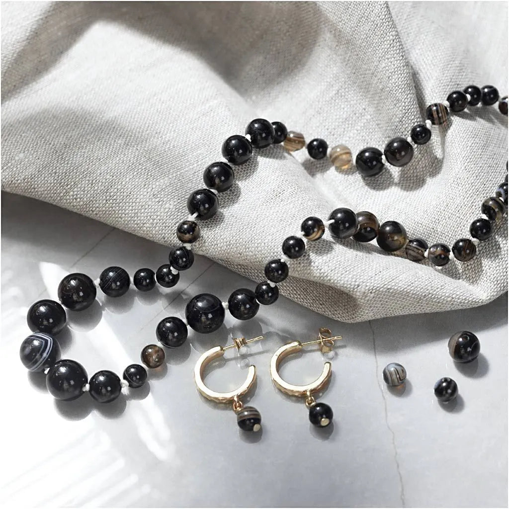 Mini Craft Kit Jeweller - Agate Black Necklace & Earrings