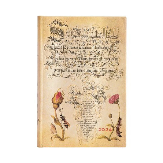 Paperblanks Mira Botanica Flemish Rose PAD Mini 2024 Year Planner