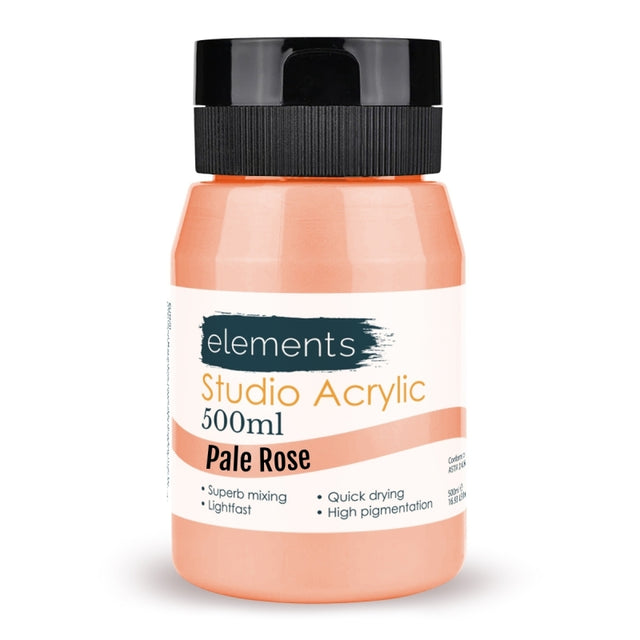 Elements 500ml Studio Acrylic Paint - Pale Rose