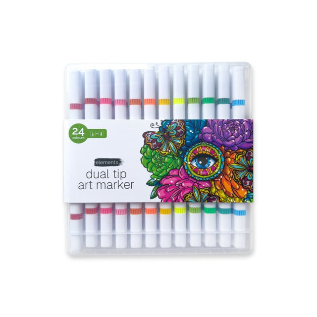Elements Dual Art Markers Shell Case Set (24 Pack)