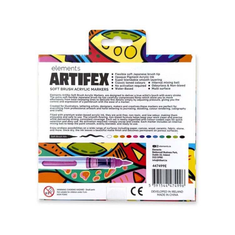 Elements Artifex Acrylic Markers Flexi Brush - Classic (Set of 12)