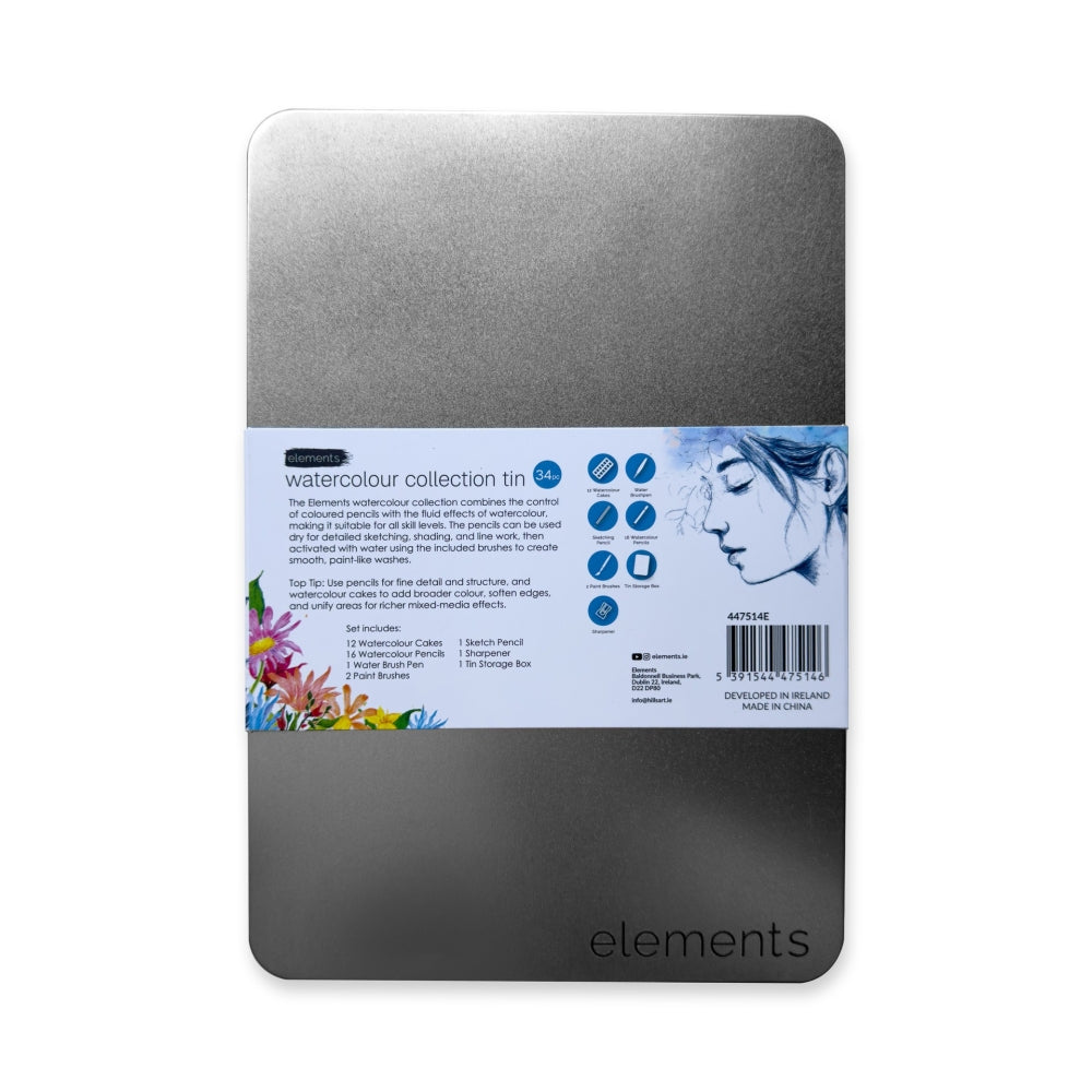 Elements Watercolour Collection Tin (34 Pieces)