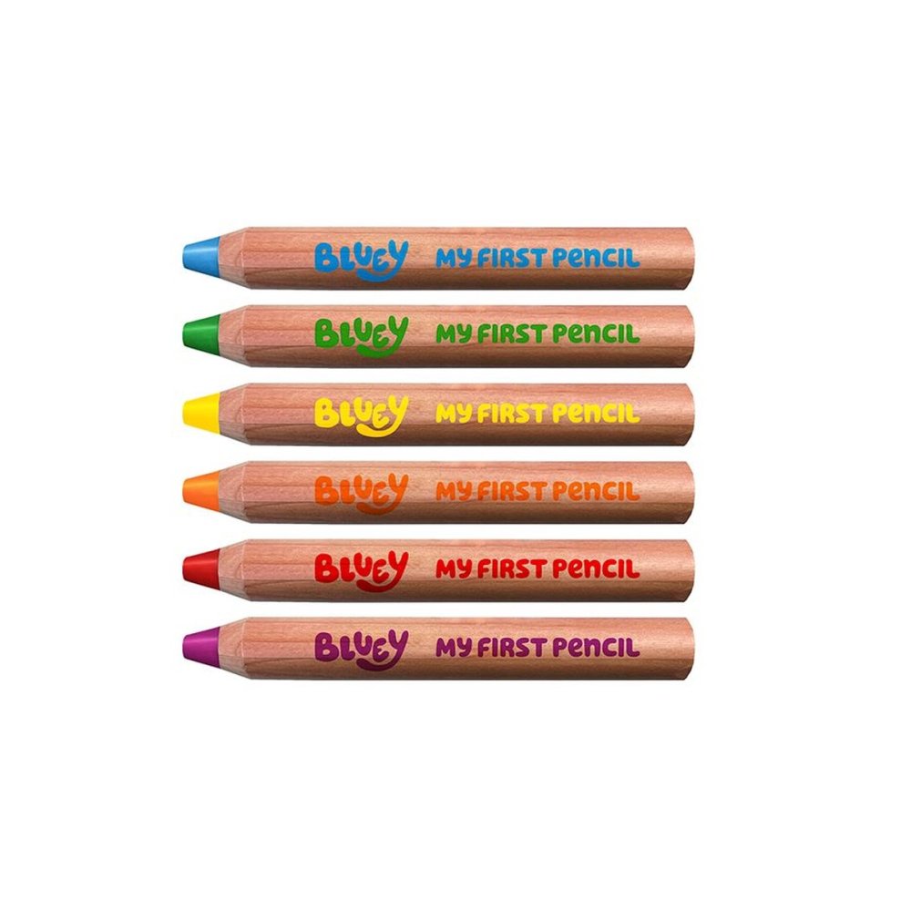 Jovi My First Bluey Coloured Pencils with Sharpener (6 Pack)